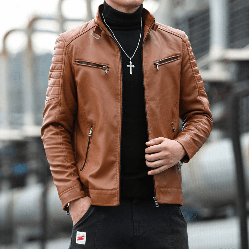 Jaqueta de Couro Masculina Elegância Urbana