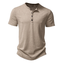 Camisa de Algodão Masculina Gola Henley Summer