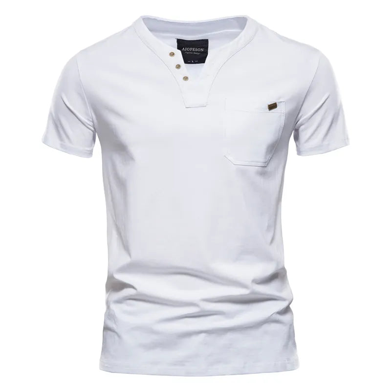 Camisa Masculina de Algodão Gola V