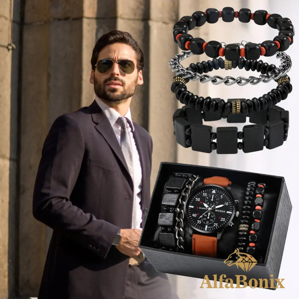 Kit Relógio mais Pulseira Masculino Luxo